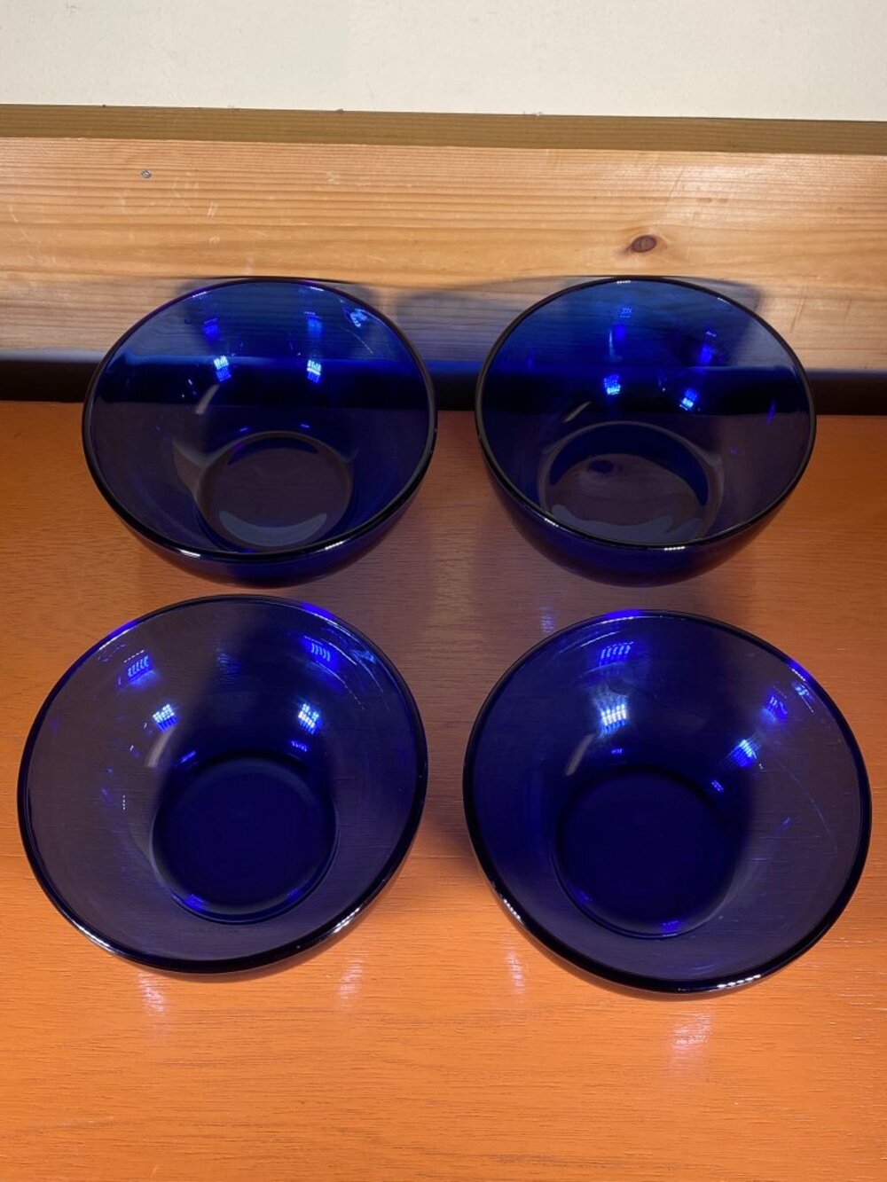 Cobalt Blue Glass Cereal Soup Bowl 6” Made In México Thick Glass Set Of 4
